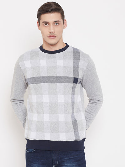 Checkered Grey Sweat Shirt-Mens Sweatshirts-Crimsoune Club