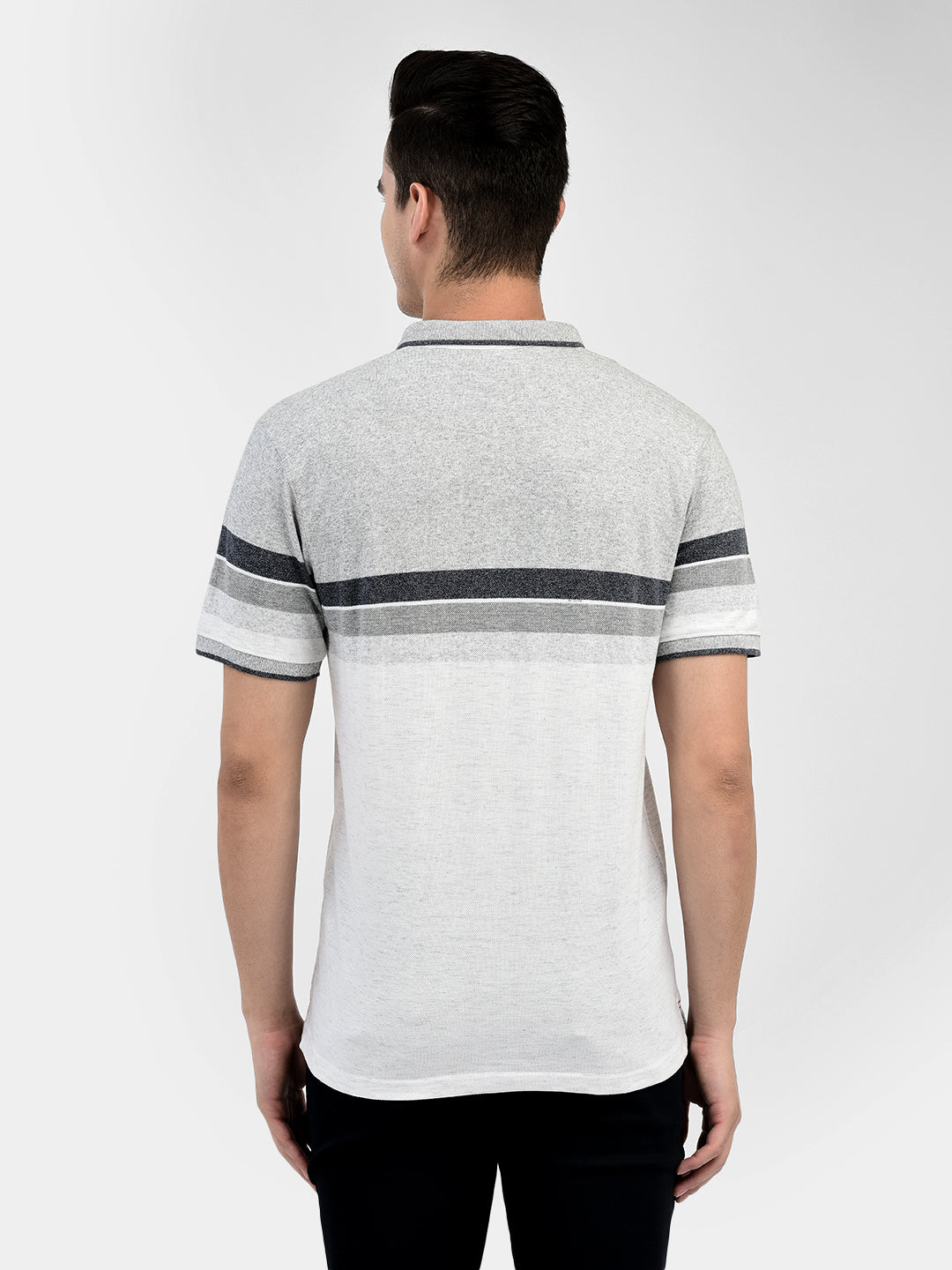 Striped Grey T-Shirt-Men T-Shirts-Crimsoune Club