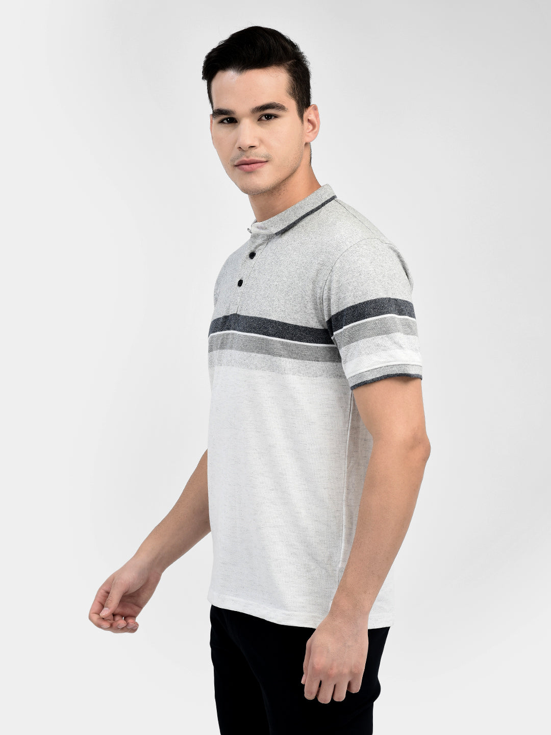 Striped Grey T-Shirt-Men T-Shirts-Crimsoune Club