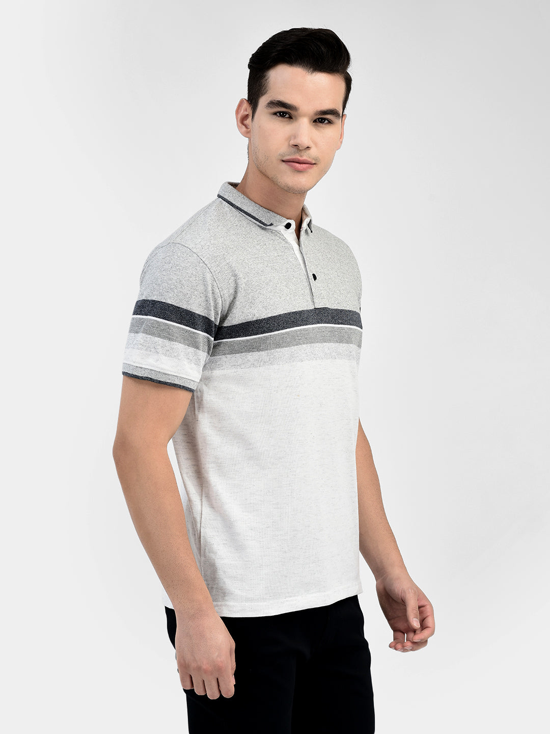 Striped Grey T-Shirt-Men T-Shirts-Crimsoune Club