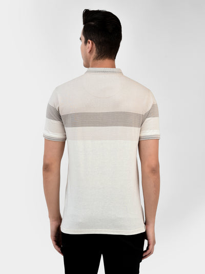 Striped Beige T-Shirt-Men T-Shirts-Crimsoune Club