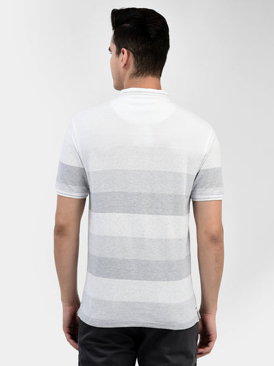 Striped White T-Shirt-Men T-Shirts-Crimsoune Club