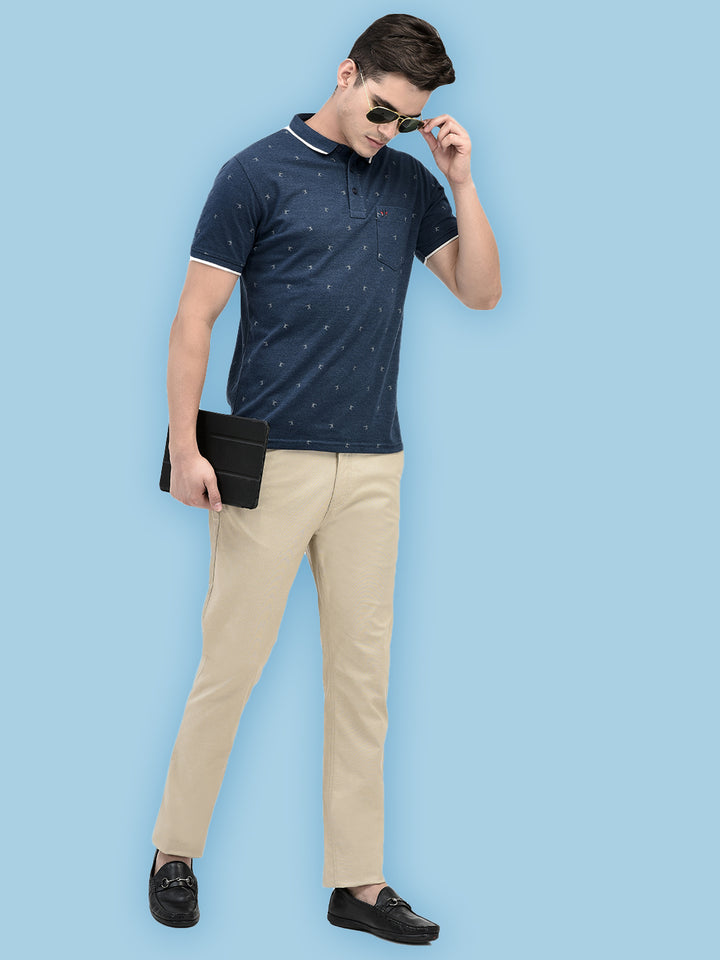 Beige Textured Trousers-Men Trousers-Crimsoune Club