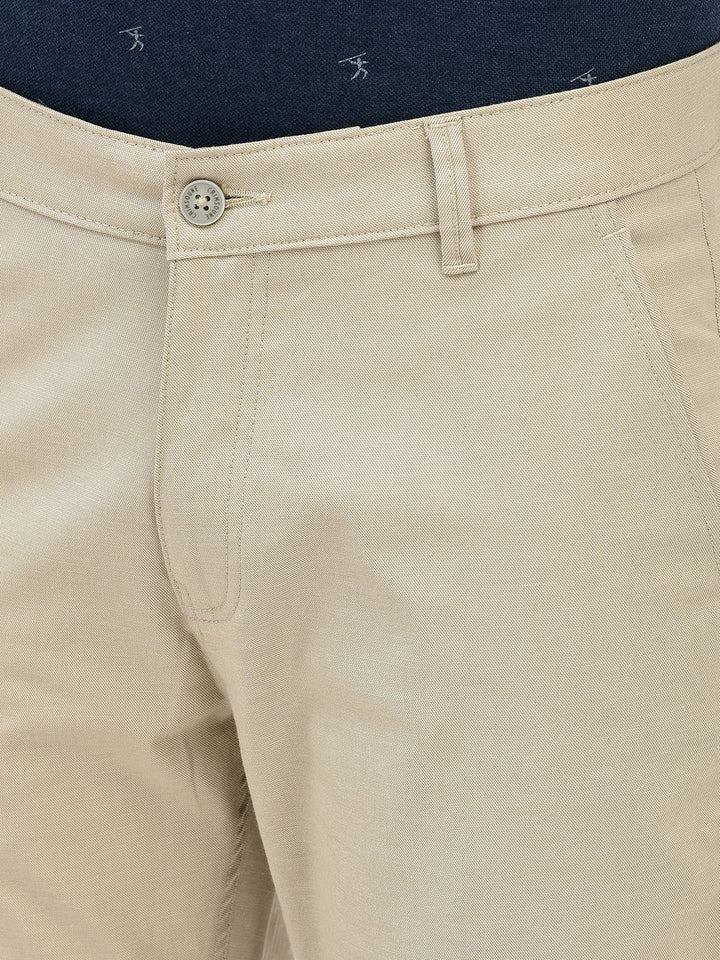 Beige Textured Trousers-Men Trousers-Crimsoune Club