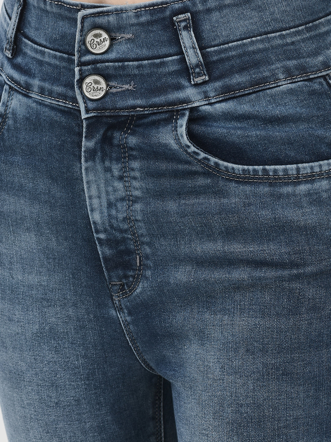 Blue High Waist Skinny Jeans-Women Jeans-Crimsoune Club