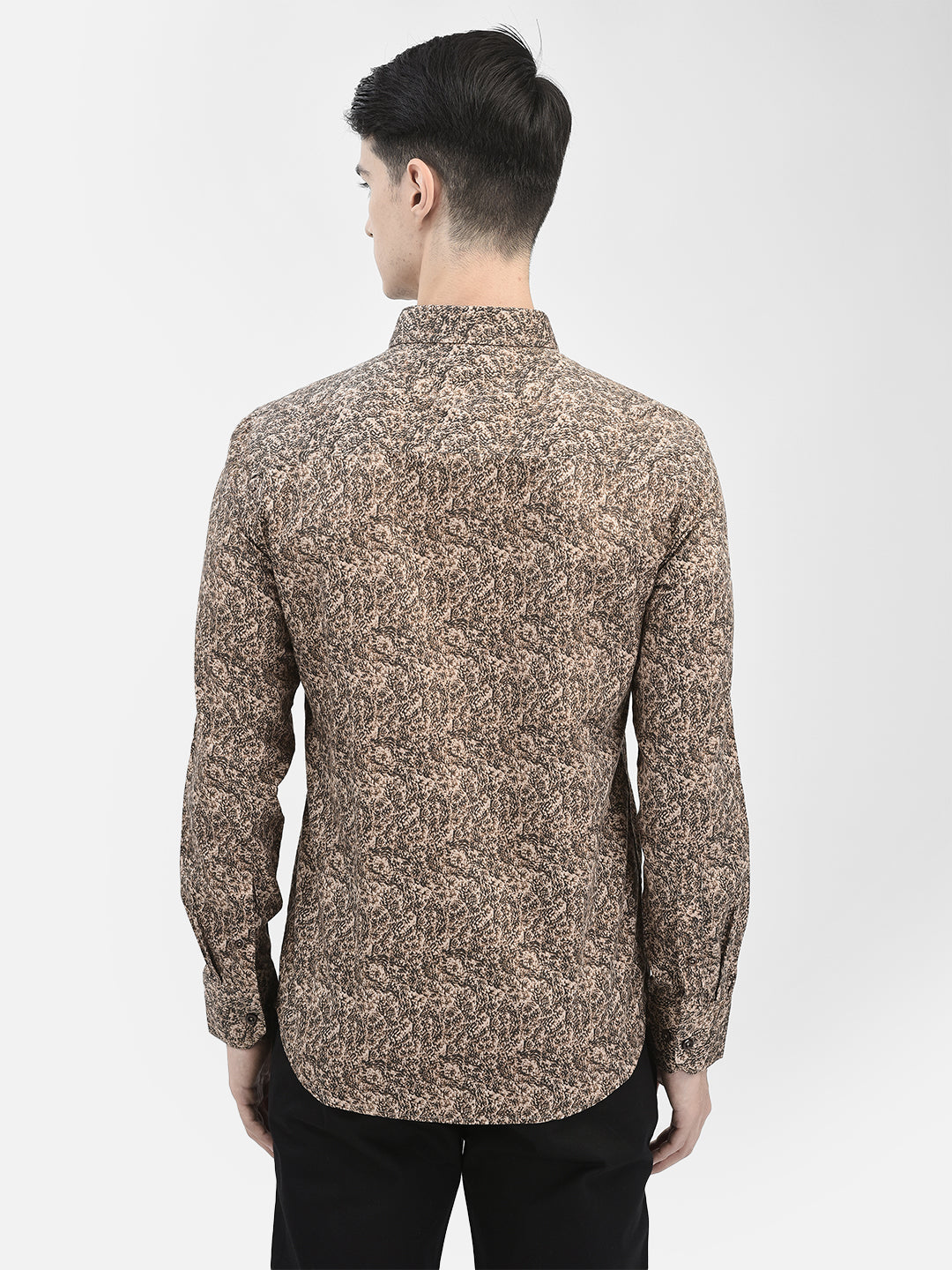 Beige Printed Shirt-Men Shirts-Crimsoune Club