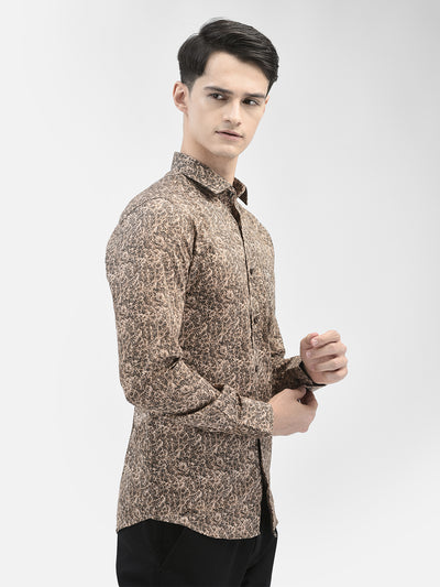 Beige Printed Shirt-Men Shirts-Crimsoune Club