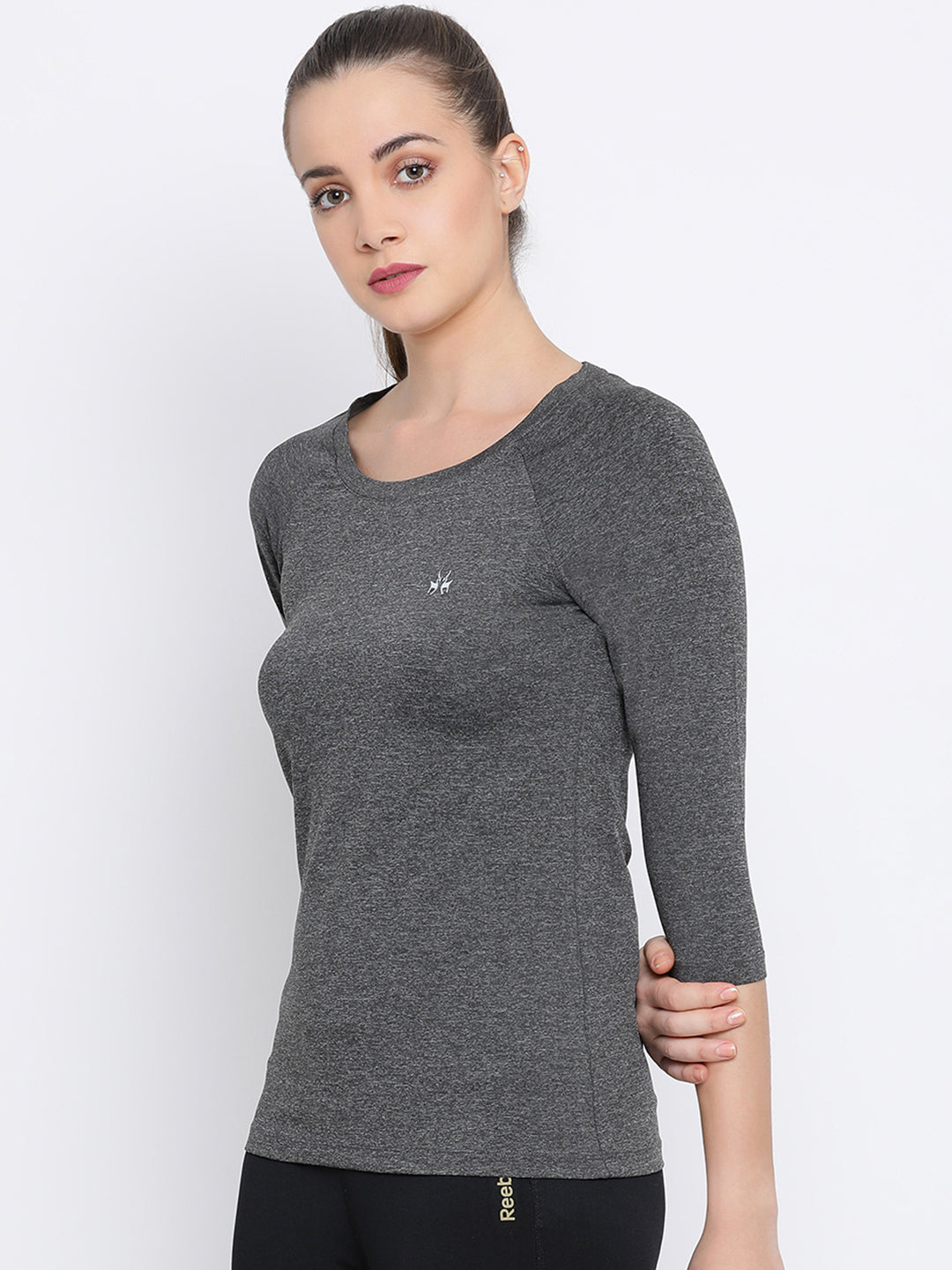 Grey Solid T-Shirt-Women T-Shirts-Crimsoune Club