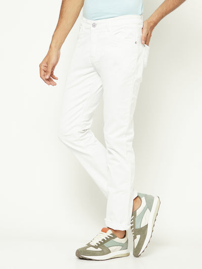 White Slim-Fit Denim-Men Jeans-Crimsoune Club