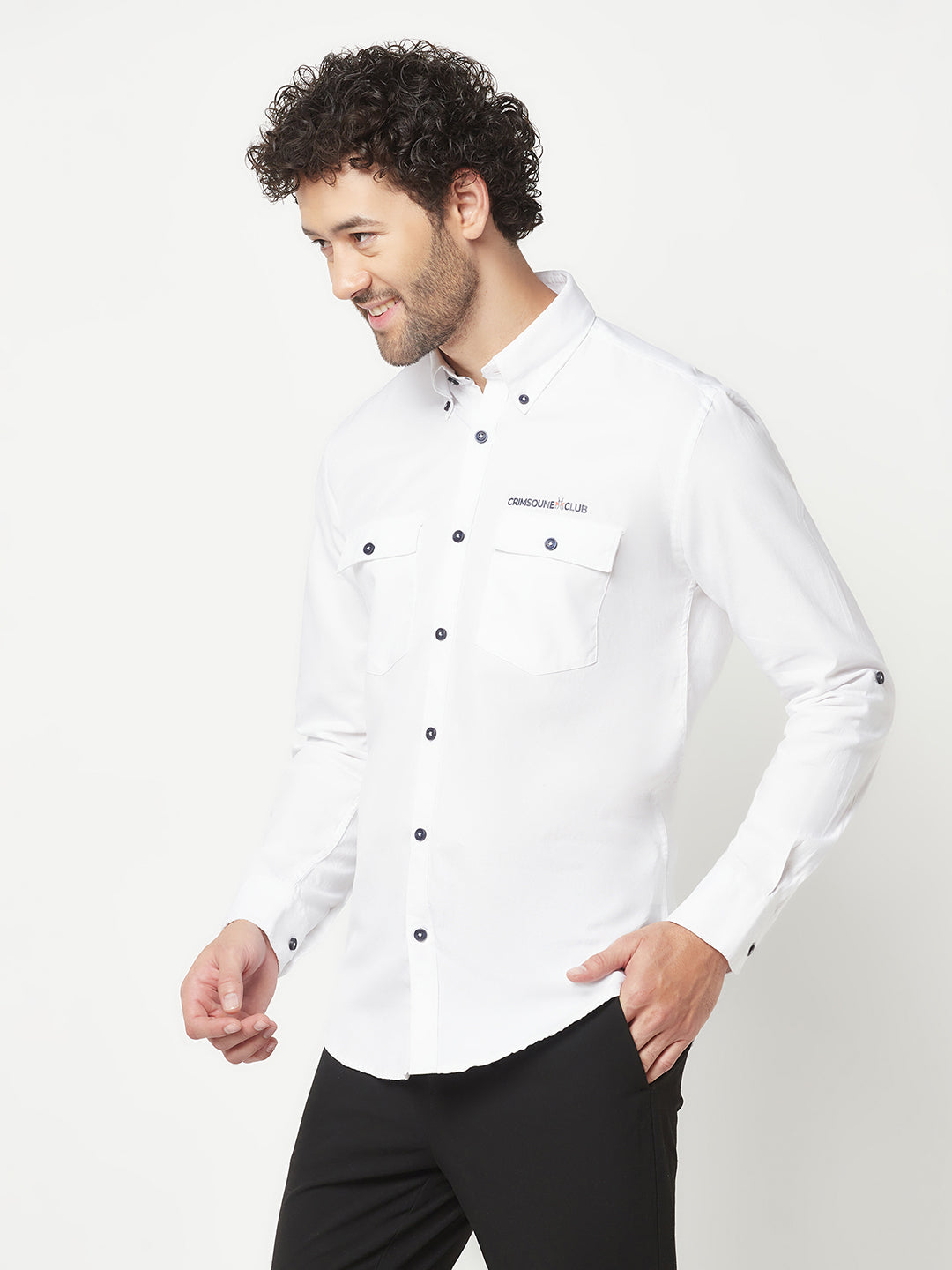 White Patch-Pocket Shirt-Men Shirts-Crimsoune Club