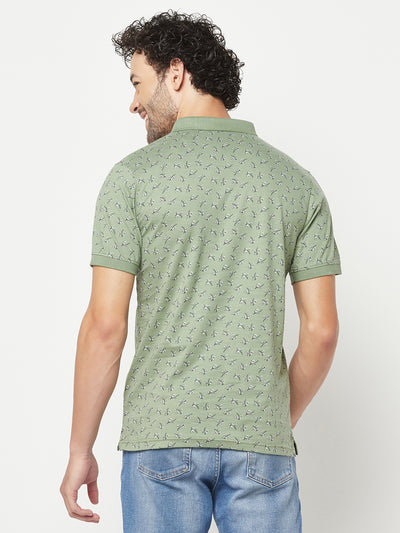 Green Floral T-Shirt-Men T-Shirts-Crimsoune Club