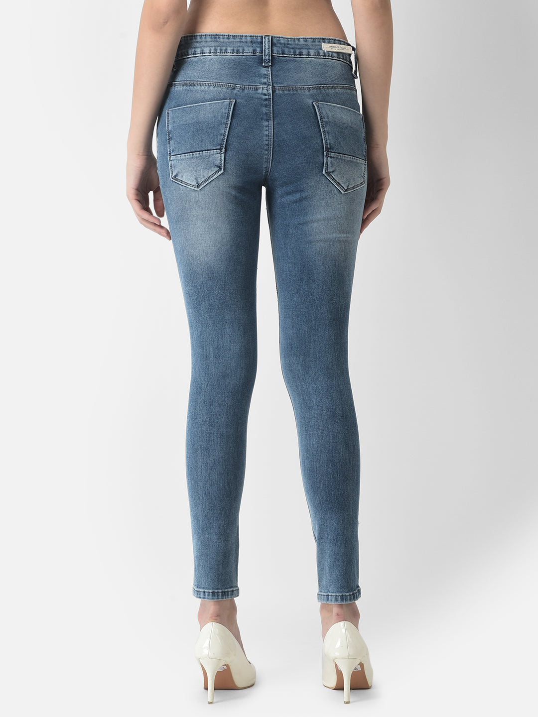 Skinny Fitting Blue Jeans-Women Jeans-Crimsoune Club