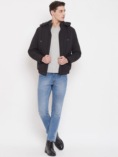 Solid Black Jacket-Mens Jackets-Crimsoune Club