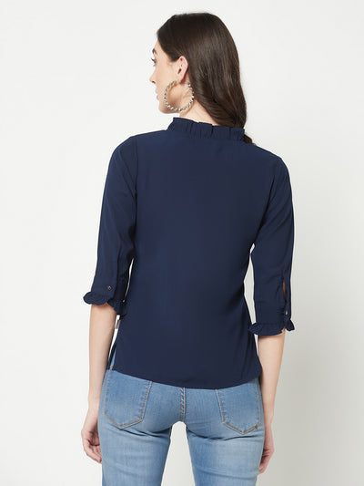 Navy Blue Top-Women Tops-Crimsoune Club