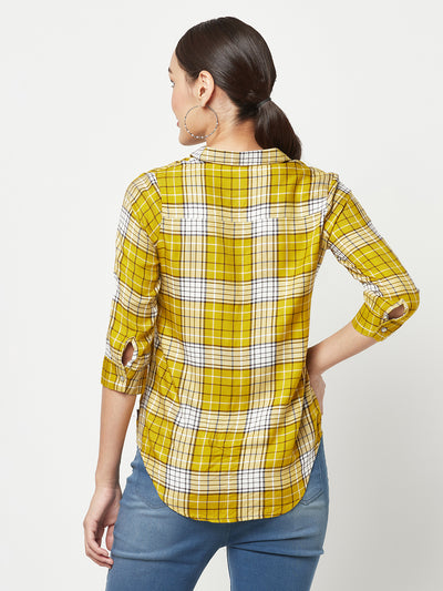 Mustard Checked Shirt-Women Shirts-Crimsoune Club