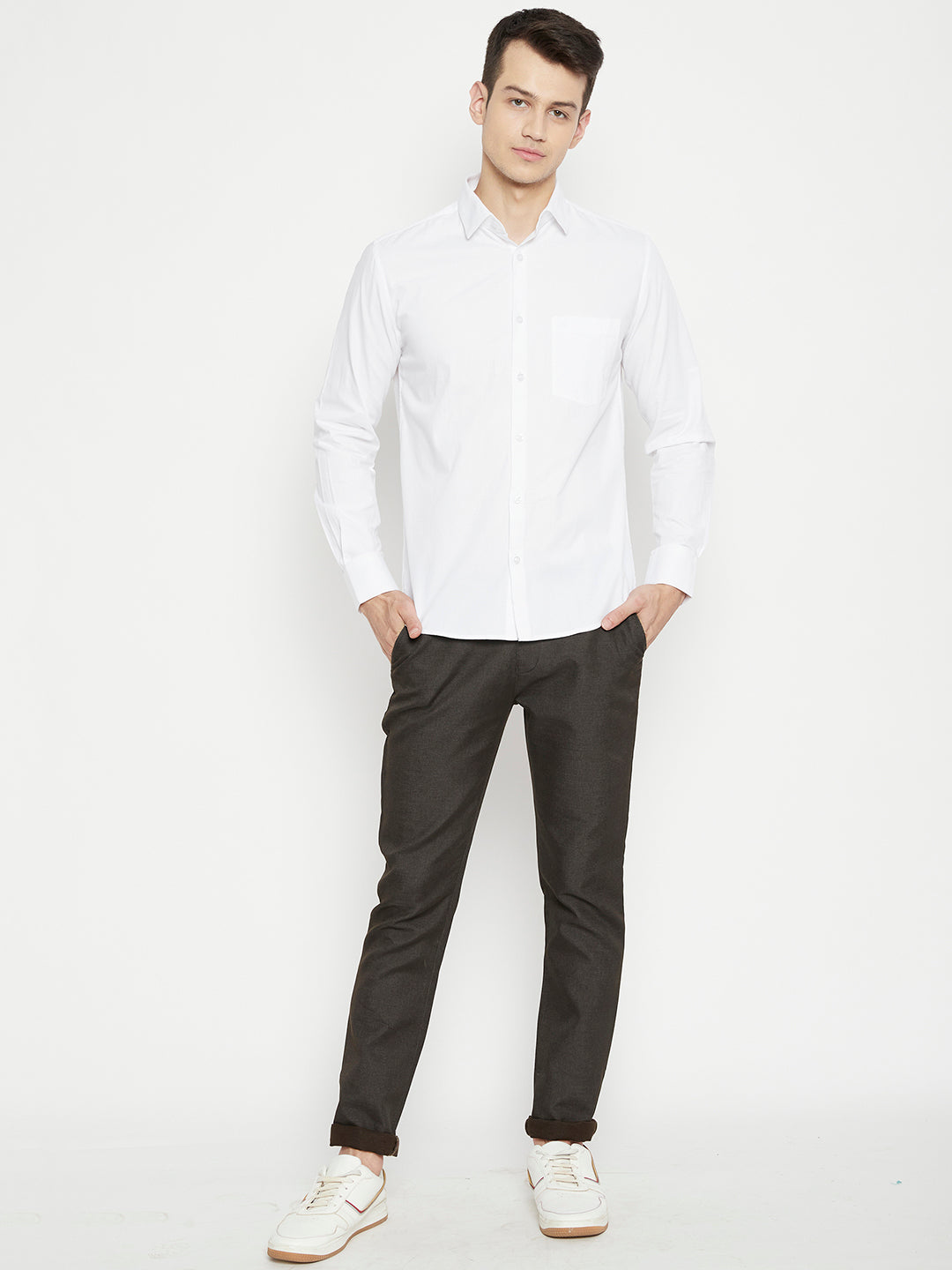 White Solid Shirt-Men Shirts-Crimsoune Club