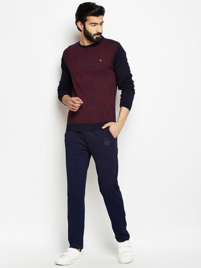 Maroon Solid Round Neck Sweater-Mens Sweaters-Crimsoune Club
