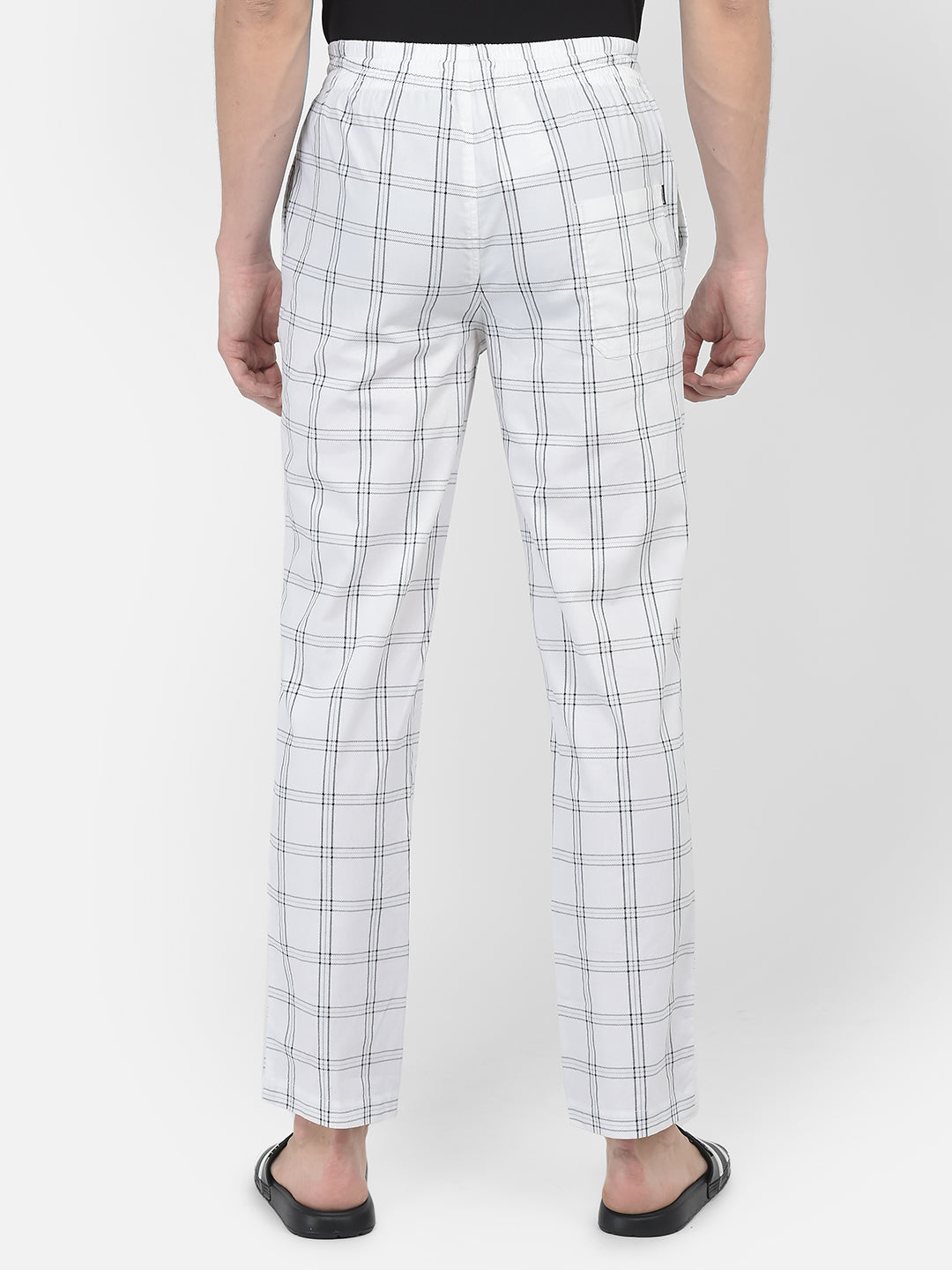 White Windowpane Checked Lounge Pants-Men Lounge Pants-Crimsoune Club