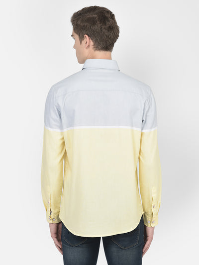 Yellow Colour-Blocked Shirt-Men Shirts-Crimsoune Club