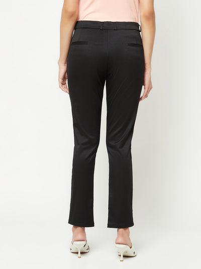 Black Slim Trousers-Women Trousers-Crimsoune Club