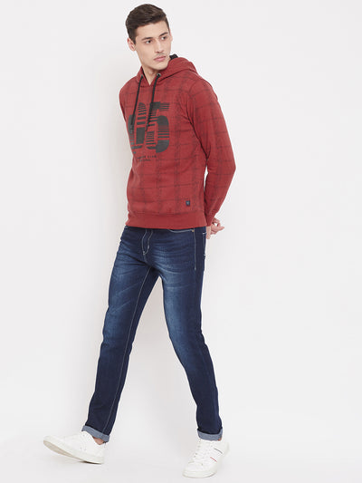 Printed Red Sweat Shirt-Mens Sweatshirts-Crimsoune Club