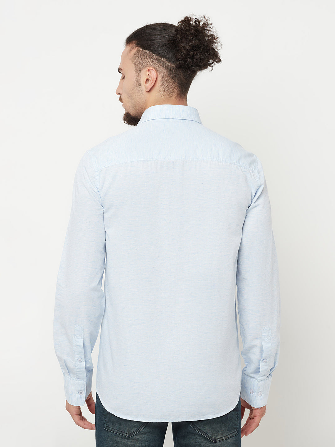 Blue Solid Casual Shirt-Men Shirts-Crimsoune Club