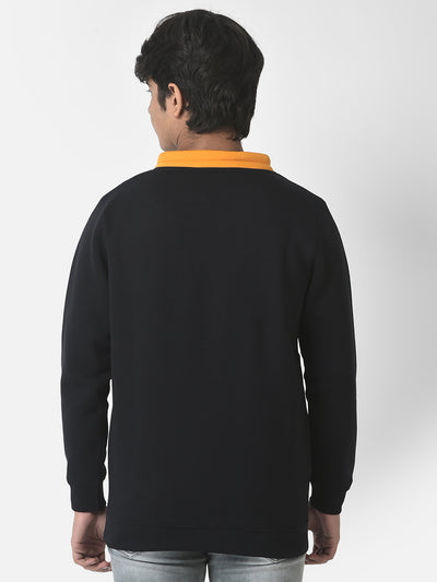 Mustard Colour-Blocked Sweatshirt-Boys Sweatshirts-Crimsoune Club