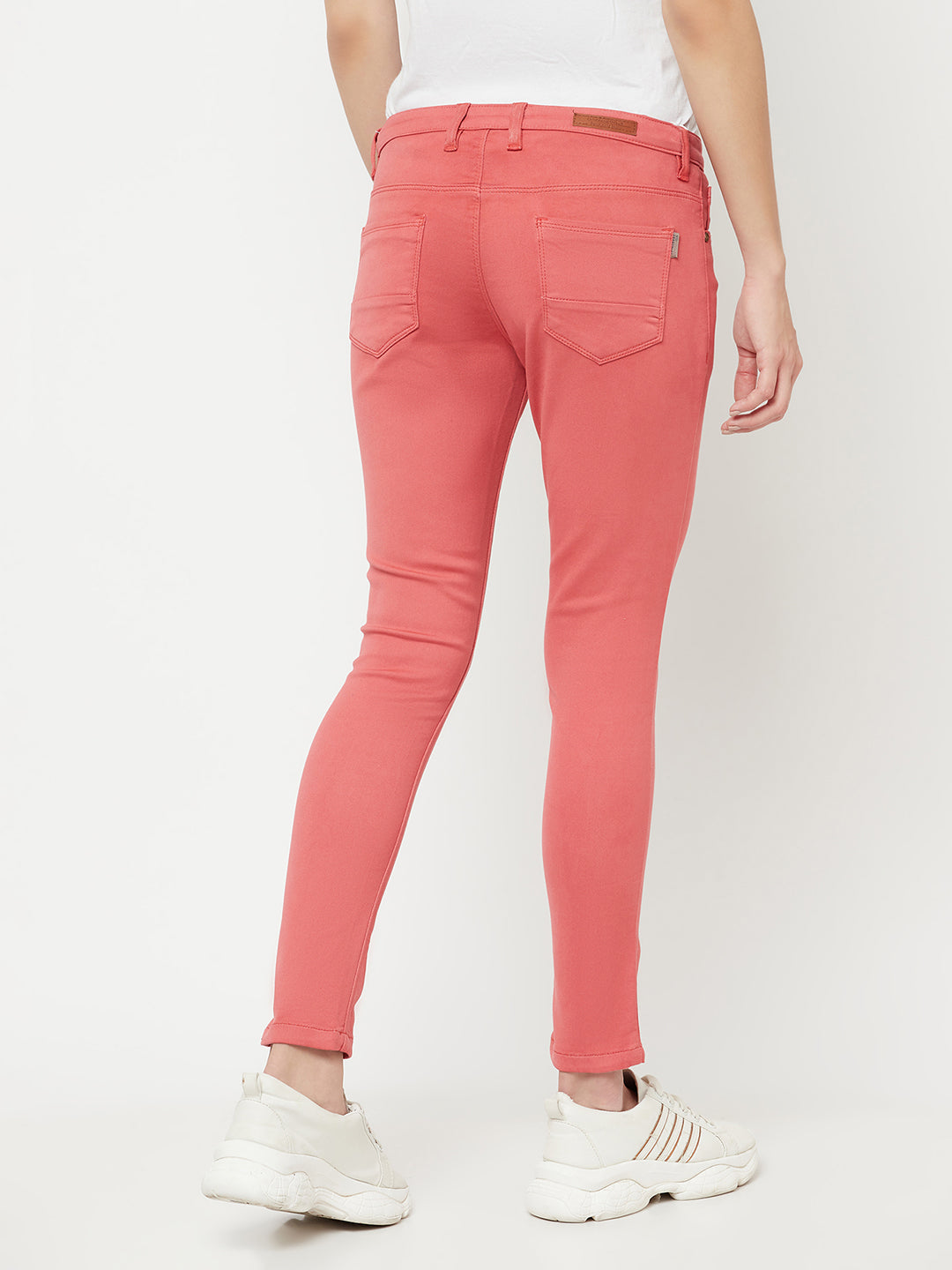 Pink Solid Jeans-Women Jeans-Crimsoune Club