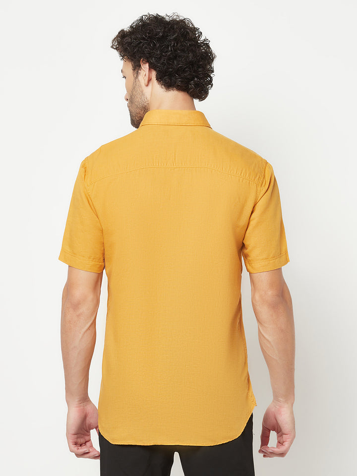 Mustard Linen Shirt-Men Shirts-Crimsoune Club