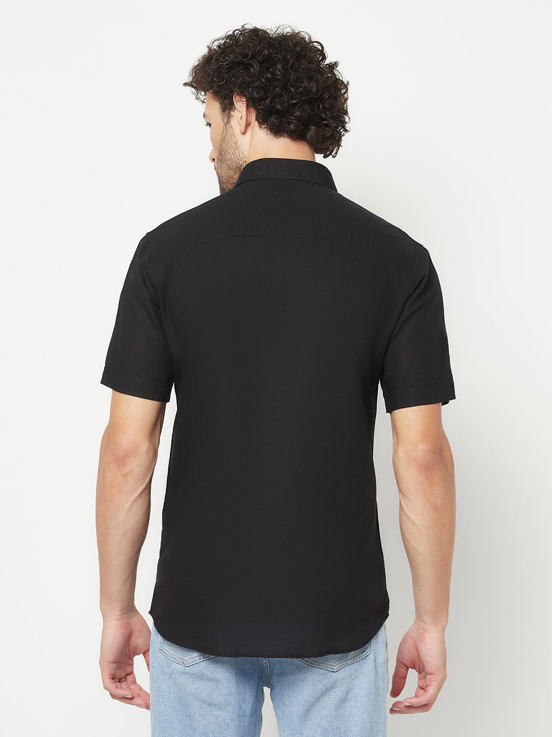 Black Linen Shirt-Men Shirts-Crimsoune Club