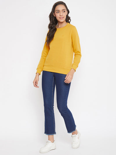 Solid Yellow Sweat Shirt-Women Sweatshirts-Crimsoune Club