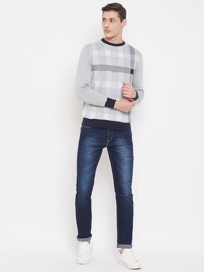 Checkered Grey Sweat Shirt-Mens Sweatshirts-Crimsoune Club