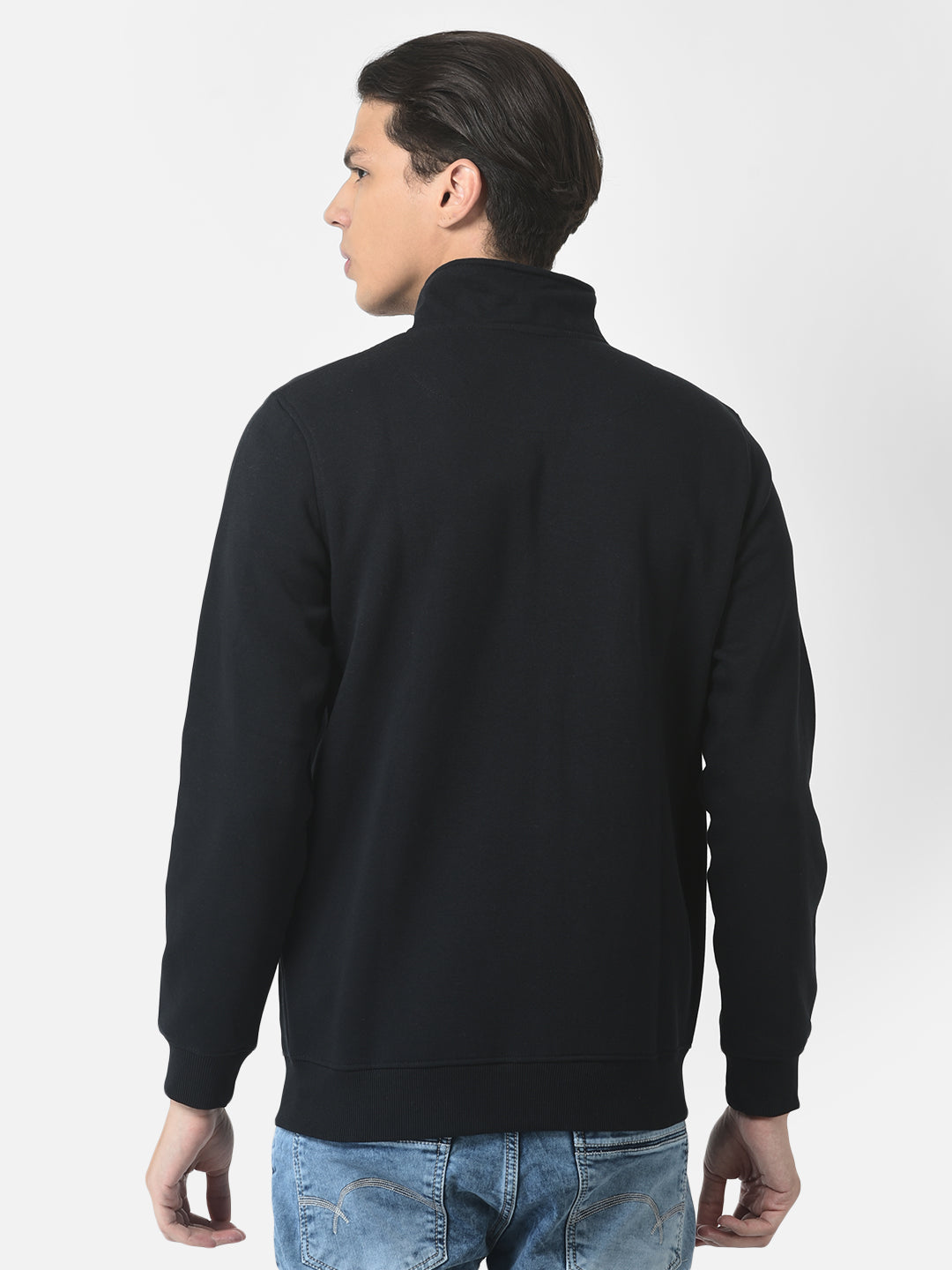 Navy Blue Sweatshirt with Zipper Front-Mens Sweatshirts-Crimsoune Club