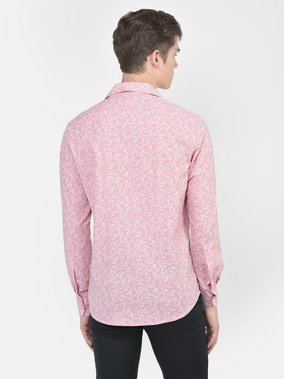 Baby Pink Floral Shirt-Men Shirts-Crimsoune Club