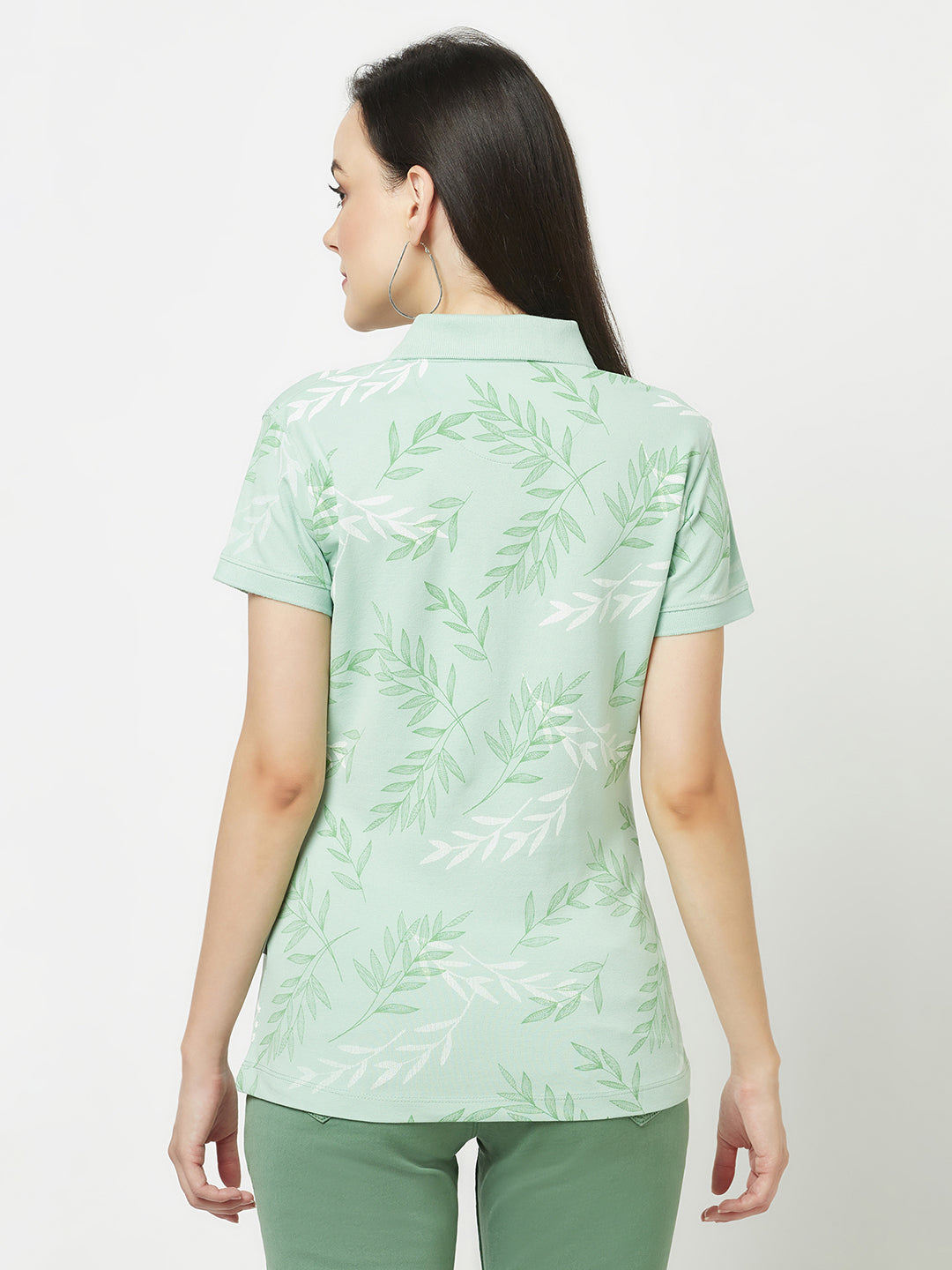 Mint Green Polo T-Shirt-Women T-Shirts-Crimsoune Club