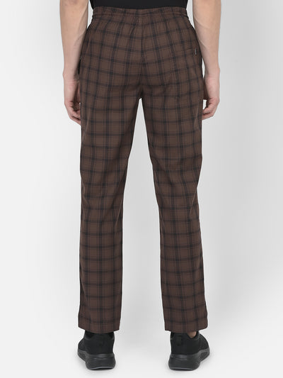 Brown Tartan Checked Lounge Pants-Men Lounge Pants-Crimsoune Club