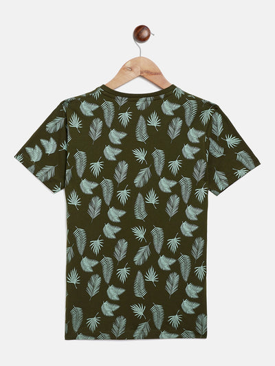 Printed Olive T-shirt-Boys T-Shirts-Crimsoune Club