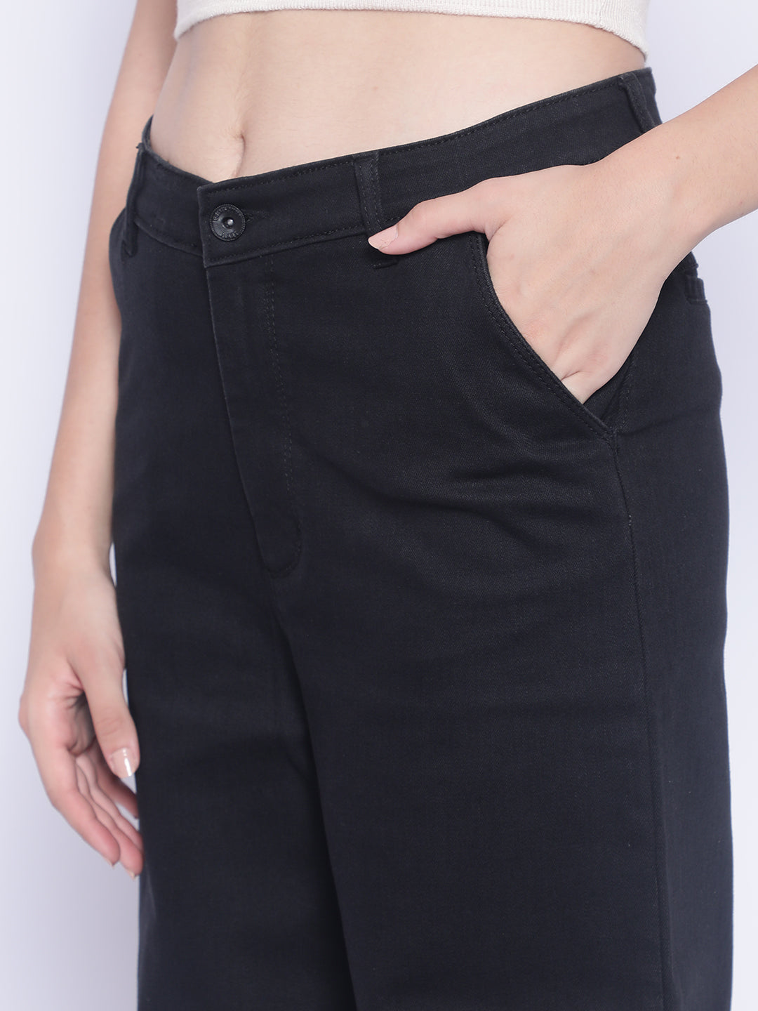 Black Wide Leg Jeans-Women Jeans-Crimsoune Club