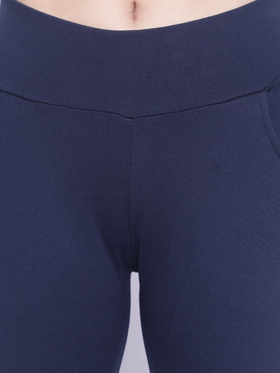 Navy Blue Trackpants-Women Trackpants-Crimsoune Club