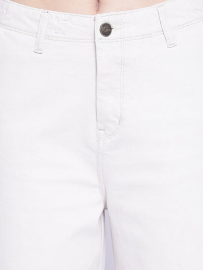 White Wide Leg Jeans-Women Jeans-Crimsoune Club