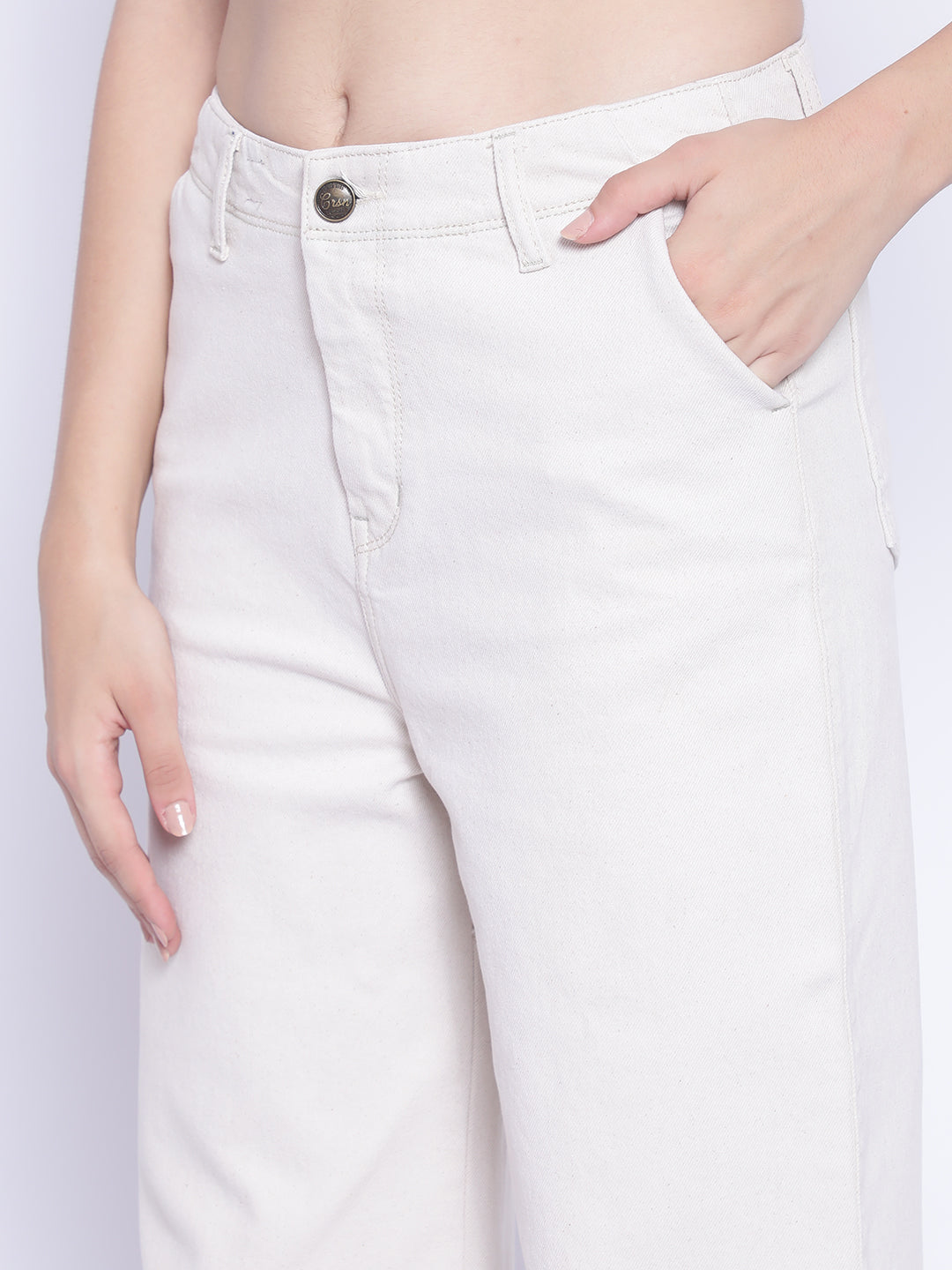 White Wide Leg Jeans-Women Jeans-Crimsoune Club