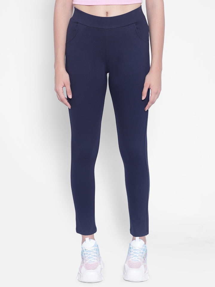 Navy Blue Trackpants-Women Trackpants-Crimsoune Club
