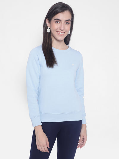 Sky Blue Sweatshirt-Women Sweatshirts-Crimsoune Club
