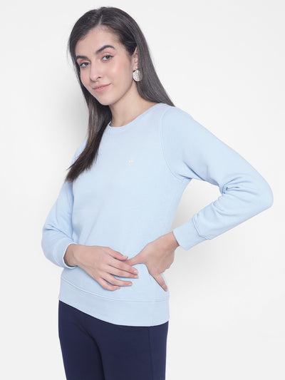 Sky Blue Sweatshirt-Women Sweatshirts-Crimsoune Club