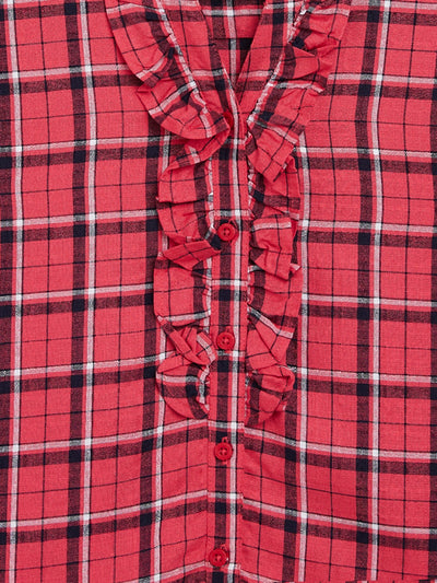 Checked Red Shirt-Girls Shirts-Crimsoune Club