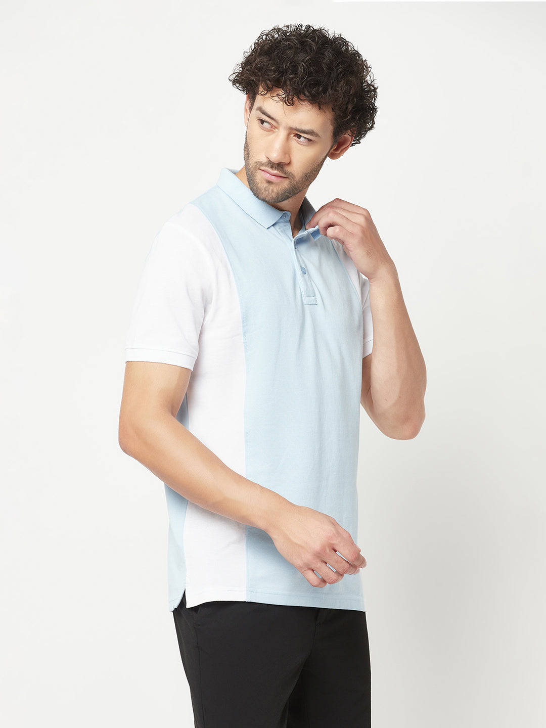 Ice Blue Polo T-Shirt-Men T-Shirts-Crimsoune Club