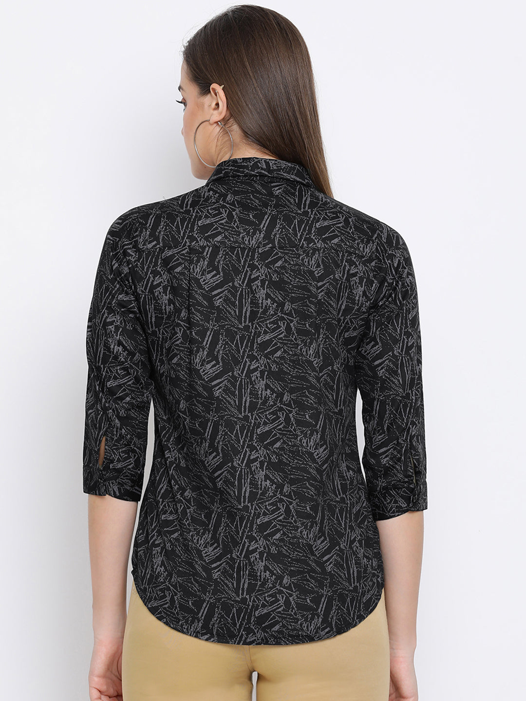 Black Printed Shirt-Women Shirts-Crimsoune Club