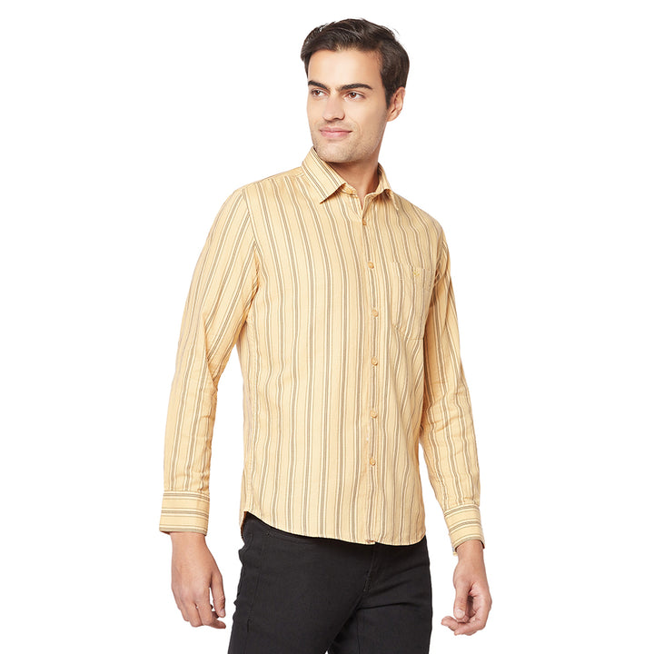 Striped Yellow Shirt-Men Shirts-Crimsoune Club