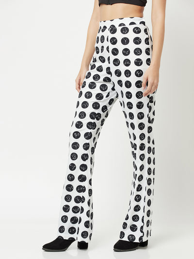 Polka Dot Parallel Trousers-Women Trousers-Crimsoune Club