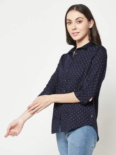 Navy Blue Shirt-Women Shirts-Crimsoune Club